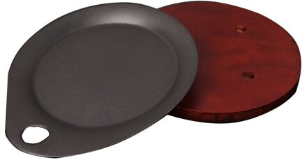 Steak Pan Non Stick Gietijzeren Roosteren Emaille Gebakken Pot Plaat Koekenpan Houten Base Houder Kookgerei Gas Oven Elektrische Duurzaam gat