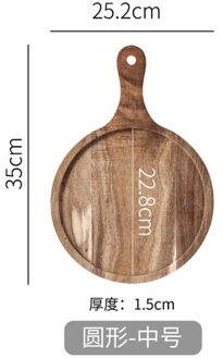 Steak Plaat Houten Huishoudelijke Japanse Stijl Houten Plaat Rechthoek Plaat Ontbijt Servies Houten Dienblad Servies Set Platen ronde-M
