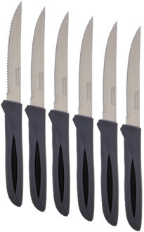 Steakmessen/vleesmessen Essential - 6x stuks - RVS - grijs - 23 cm