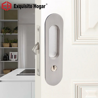 Stealth Door Lock Indoor Room Lock Push Pull Storehouse Cabinet Kitchen Toilet Invisible Door Hook Hardware With Keys