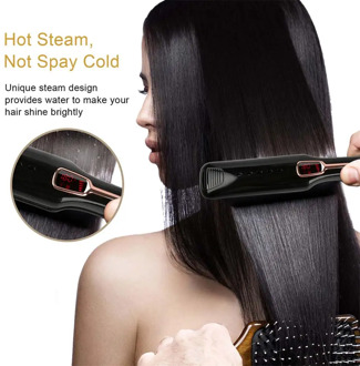 Steam Hair Straightener Brush Ionic Straightening Brush Anti-Scald EU Plug
