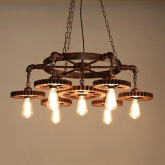 Steam punk gear vintage chandelier kitchen light fixtures for dining room livingroom pendant lamps restaurant cafe droplight