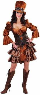 Steampunk kleding vrouw elite Bruin - Kastanje, Goud - Brons