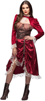 Steampunk Kostuum Almira Rood - Zalm