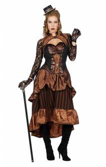Steampunk Kostuum | Steampunk Victoria Bruin | Vrouw | Maat 46 | Halloween | Verkleedkleding