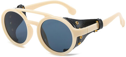 Steampunk Ronde Zonnebril Vrouwen Mannen Vintage Stoom Punk Zonnebril UV400 Sunglass Shades Oculos de sol 06