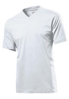 Stedman Set van 3x stuks wit basic heren t-shirt v-hals 150 grams katoen, maat: XL