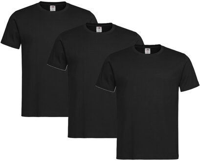 Stedman Zwart basic heren t shirt ronde hals - 3x - 100% katoen - onder shirts, maat: S