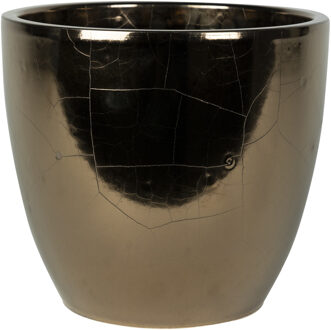 Steege Plantenpot/bloempot - keramiek - goud - glanzend - 24 x 22 cm - Plantenpotten Goudkleurig