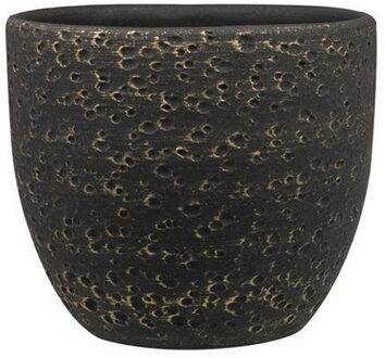 Steege Plantenpot Rinca - zwart - lava look - 16 x 13 cm - Plantenpotten