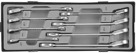 Steek-ratelsleutelset omkeerbaar SAE 8 delig T50813