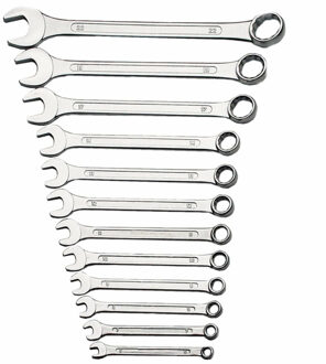 Steekringsleutelset - 12-delig - vanadium staal - 6-22 mm - in kunststof etui