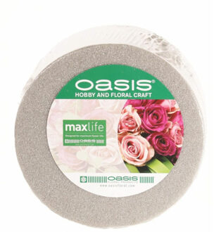 Steekschuim/oase - droog - Rond - grijs - D14 x H7 cm - voor bloemen - bloemstukken