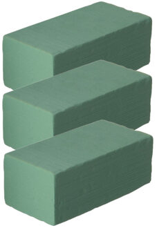 Steekschuim/oase - Set van 6x stuks - nat - groen - 23 x 7,5 x 11 cm - rechthoekig - hobby