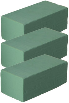 Steekschuim/oase voor plantenbak - 3x - groen - nat - 23 x 7,5 x 11 cm