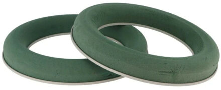 Steekschuim voor kerstkransen - 2x - nat - groen - D30 cm - oase ringen - kerstkrans maken