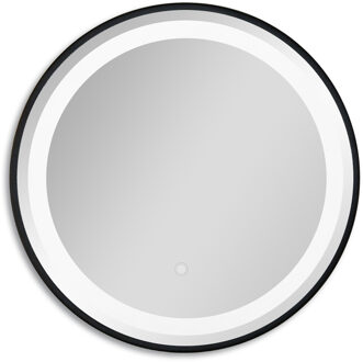 Steel mat zwarte ronde spiegel 60cm met LED