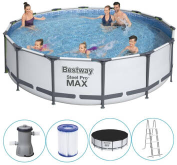 Steel Pro MAX - Opzetzwembad inclusief filterpomp en accessoires - 427x107 cm - Rond Wit