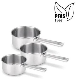 Steelpannenset 3-delig zilver