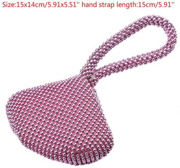 Steentjes Vrouwen Metal Avond Clutch Bag Mode Dame Diamond Party Metallic Handtas Voor Bruiloft Tas 5 Kleuren Kralen roze