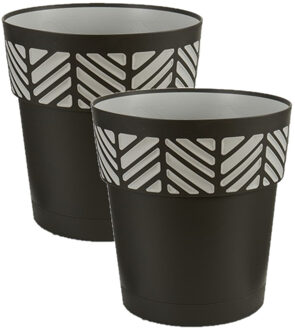 Stefanplast 3x stuks kunststof Orfeo bloempotten/plantenpotten antraciet 30 cm