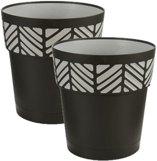 Stefanplast 4x stuks kunststof Orfeo bloempotten/plantenpotten antraciet 25 cm