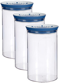 Stefanplast 6x stuks kunststof voorraadpot/bewaarpot transparant met deksel L12 x B12 x H18 cm - 2200 ML