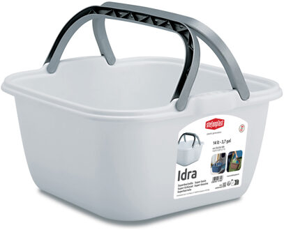Stefanplast Wasmand/draagmand/teil met hengsel - kunststof - 14 Liter - wit - 35 x 35 x 18 cm