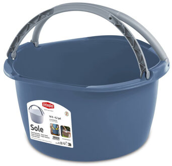 Stefanplast Wasmand/draagmand/teil met hengsel - kunststof - 16 Liter - blauw - 40 x 40 x 25 cm