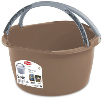 Stefanplast Wasmand/draagmand/teil met hengsel - kunststof - 16 Liter - cappuccino - 40 x 40 x 25 cm