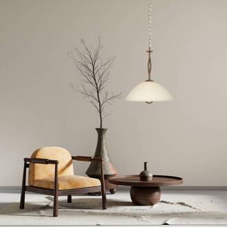 Steinhauer Hanglamp Anthea, 1-lamp, brons, metaal, glas, E27 brons, albast