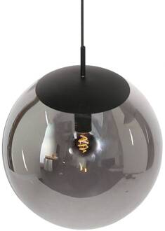 Steinhauer Hanglamp Bollique, zwart, Ø 40 cm, glas, 1-lamp, bol zwart, rookgrijs
