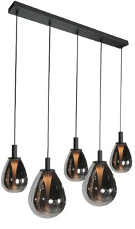 Steinhauer Hanglamp Glimsy 5 lichts L 115 cm zwart