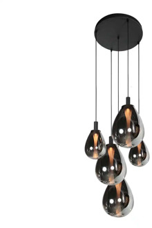 Steinhauer Hanglamp Glimsy 5 lichts Ø 45 cm zwart