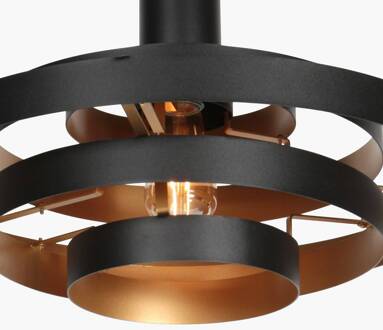 Steinhauer Hanglamp Halo Cirque, zwart, metaal, Ø 50 cm, E27