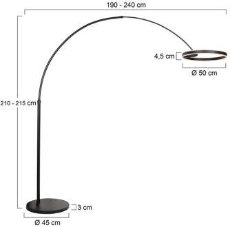 Steinhauer LED-booglamp Ringlux, zwart, metaal, CCT, dimbaar