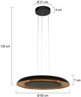 Steinhauer LED hanglamp Golden Veil, zwart/goud, dimbaar, metaal zwart, goud
