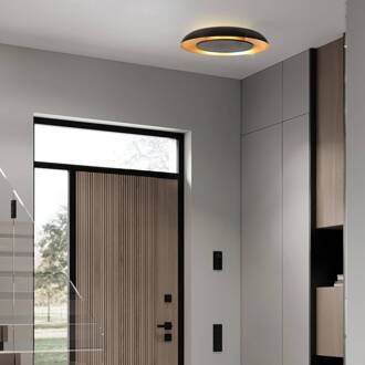 Steinhauer LED plafondlamp Golden Veil, zwart/goud, dimbaar, metaal zwart, goud