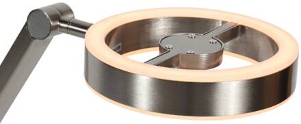 Steinhauer LED tafellamp Ringlux, staalkleurig, metaal, 2.700 K, dimmer