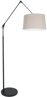 Steinhauer Prestige Chic vloerlamp mat zwart met beige kap verstelbaar