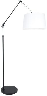 Steinhauer Prestige Chic vloerlamp mat zwart met effen witte kap