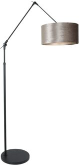 Steinhauer Prestige Chic vloerlamp met grijze velvet kap Zwart