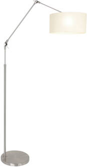 Steinhauer Prestige Chic vloerlamp met knikarm staal met wit linnen Zilver