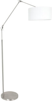 Steinhauer Prestige Chic vloerlamp met knikarm staal met wit linnen Zilver