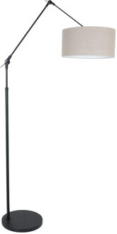 Steinhauer Prestige Chic vloerlamp zwart met beige met knikarm Zilver