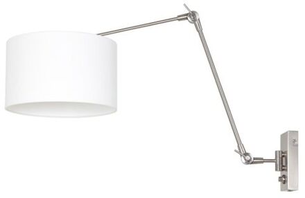 Steinhauer Prestige Chic wandlamp staal en wit linnen kap ?30 cm Zilver