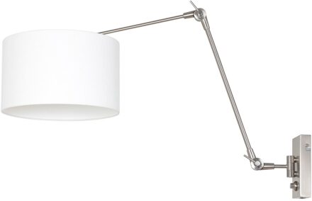 Steinhauer Prestige Chic wandlamp staal en wit linnen kap ?30 cm Zilver