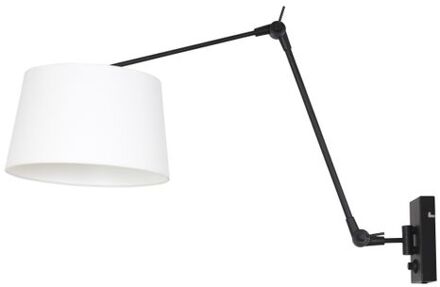 Steinhauer Prestige Chic wandlamp zwart en wit linnen kap ?30 cm E27