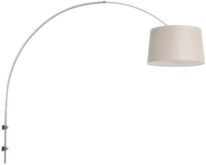 Steinhauer Sparkled Light booglamp wand staal met beige lampenkap Wit