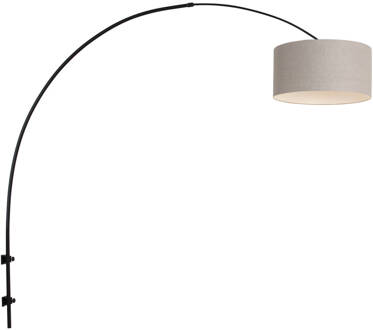 Steinhauer Sparkled Light boogwandlamp zwart met grijs kap ?40 cm